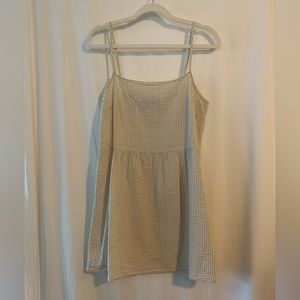 Urban Outfitters Mini Gingham Babydoll Dress in White and Cream